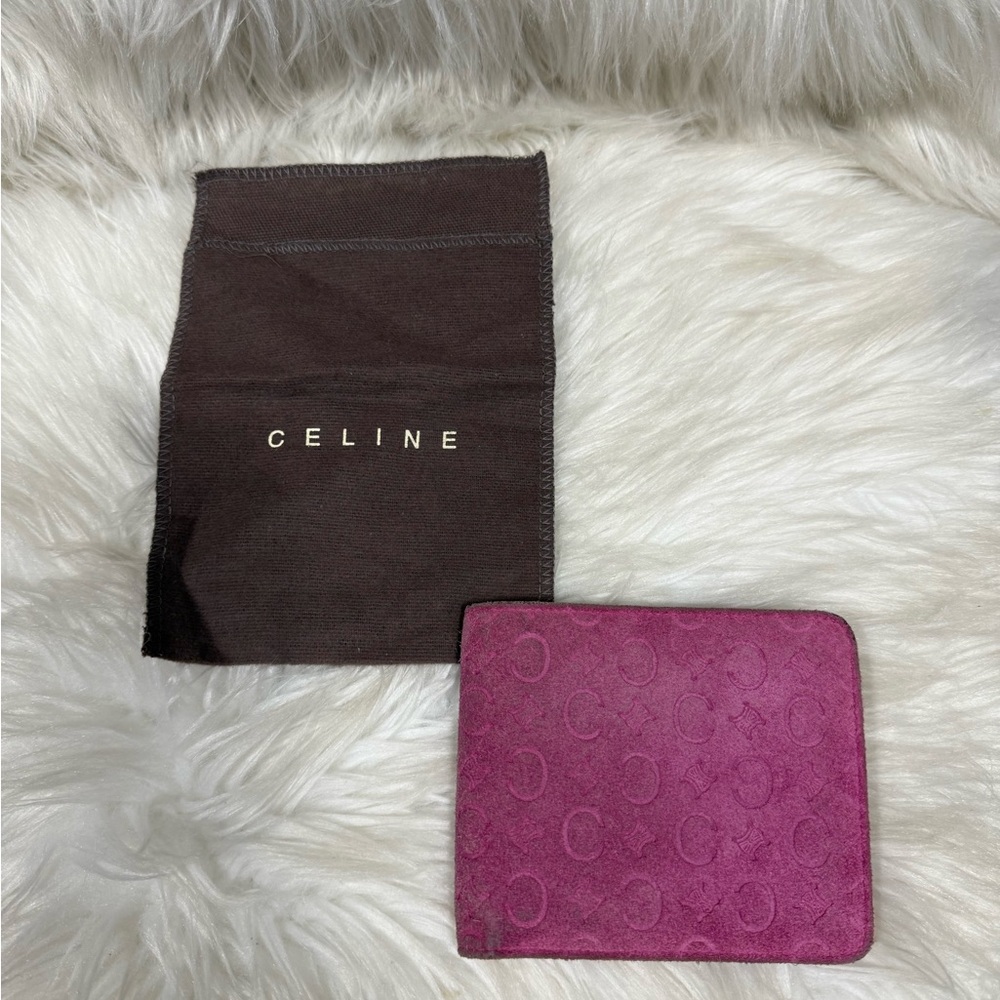 🔥 FLASH SALE LIMITED TIME🔥Authentic Celine  Pink Suede Bifold Wallet
